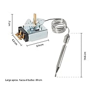 AK400 TERMOSTATO ELÉCTRICO 400°F IDEAL PARA FREIDORAS, HORNOS Y COCINAS. 4.5MM DIAMETRO DE VULVO 48"