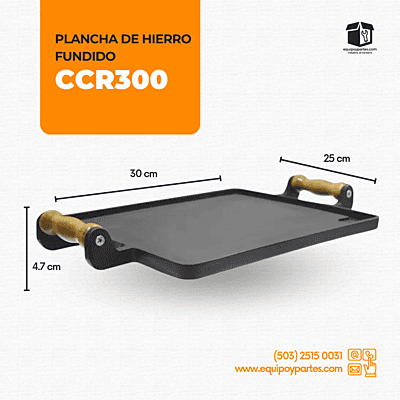 CCR300 PLANCHA DE HIERRO FUNDIDO RECTANGULAR LISA DE 200x250mm CON CABLE