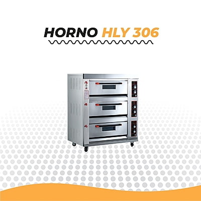 HLY-306 HORNO A GAS CON PIEDRA REFRACTARIA DE 3 NIVELES, 6 LATAS 60X40CM