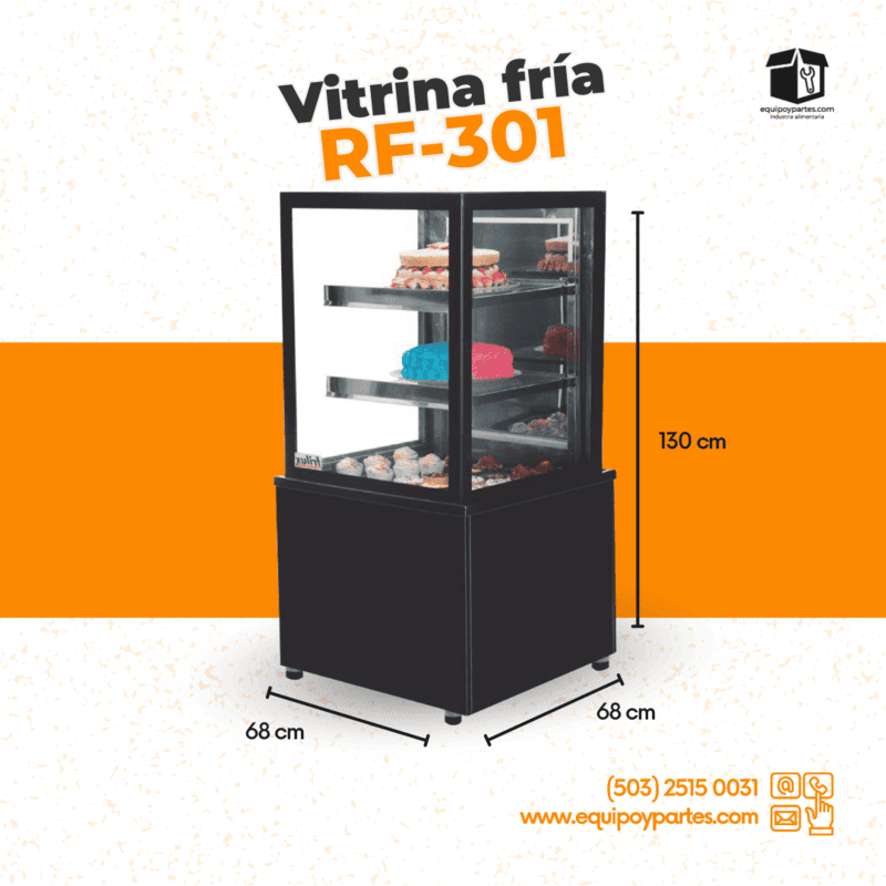 RF-301 VITRINA 0.65M VIDRIO DOBLE TOTAL INOX LINEA SUPREMA