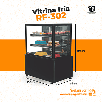 RF-302 VITRINA 1.00M VIDRIO DOBLE TOTAL INOX LINEA SUPREMA