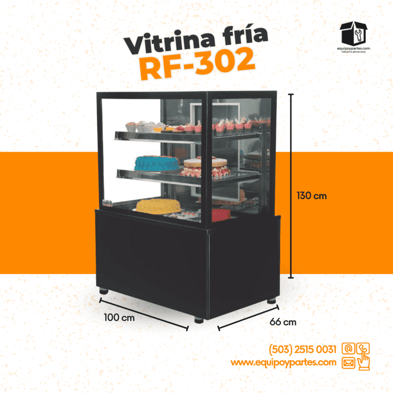 RF-302 VITRINA 1.00M VIDRIO DOBLE TOTAL INOX LINEA SUPREMA