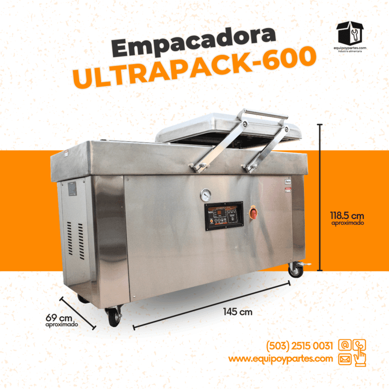 ULTRAPACK600 EMPACADORA AL VACÍO DE PISO, DOBLE CAMPANA CON DOBLE SELLO DE 60 CM ULTRAPACK 600